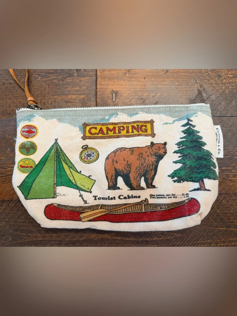 Cavallini & Co. Vintage Pencil Makeup accessories Pouch- Camping GUC